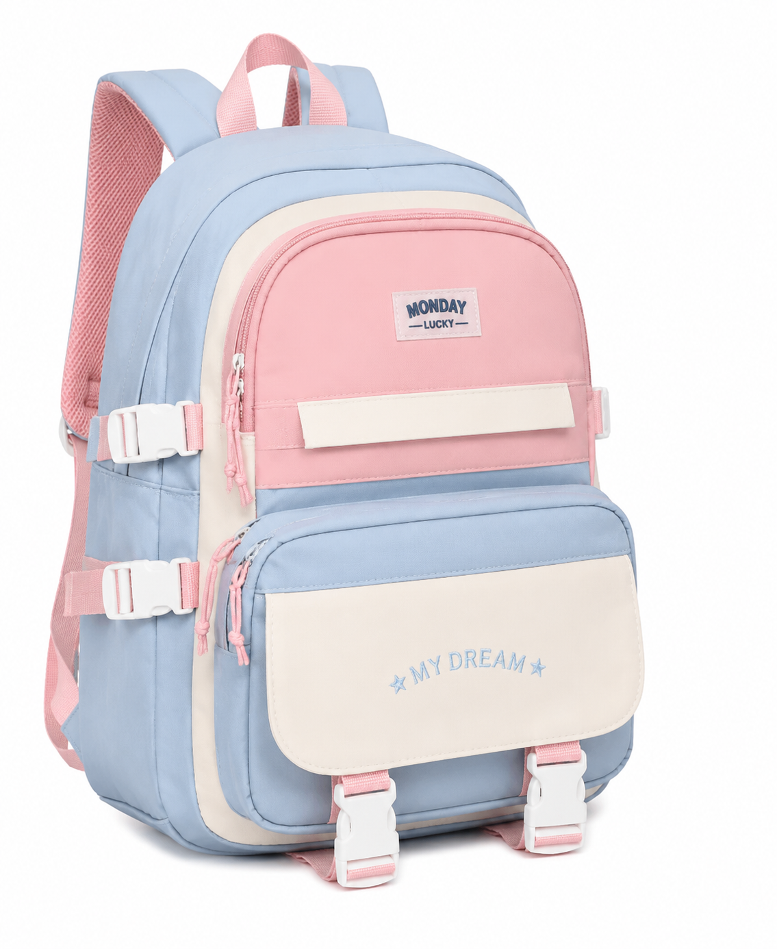 Pastel School Backpack for Girls | Large Capacity Waterproof College & Travel Backpack | Multi-Pocket Book Bag